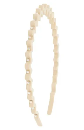 Alexandre de Paris Imitation Pearl Headband in Beige at Nordstrom