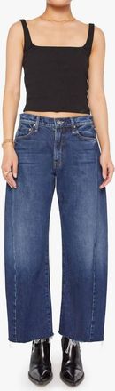 Mother Lil Mid Rise Full Pipe Flood Fray Jeans In Unplugged