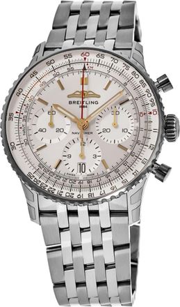 Breitling Navitimer B01 Chronograph 41 Silver Dial Steel Mens Watch AB0139211G1A1