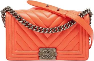 Chanel Pre-owned Vintage Cross Body Bag - Dames - Vintage Schoudertas - Oranje - ONE Size - Leer - Vintage