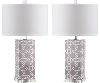 Safavieh Juego de 2 lamparas de mesa de ceramica gris