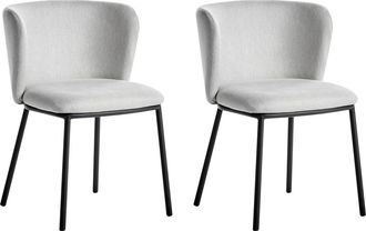 Beliani Conjunto de 2 sillas de comedor Tela Gris claro