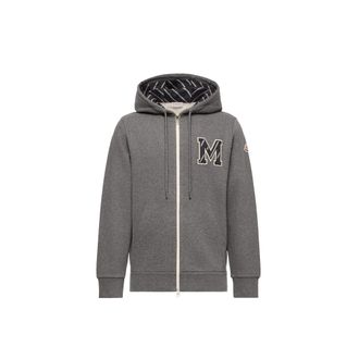 Moncler Moncler Monogram Cotton Zip-up Hoodie, Men, Grey, Size: 3xl