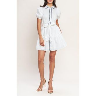 Flying Tomato Puff Sleeve Cotton Minidress in White at Nordstrom Rack, Size Medium