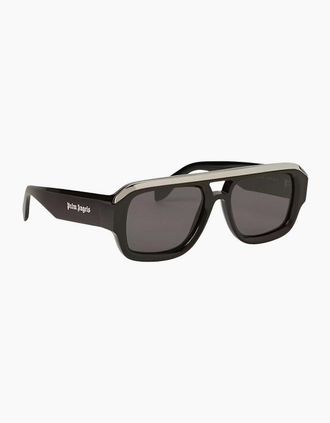 Palm Angels Mens Mens Stockton Rectangle Sunglasses - Black Dark Grey - Size: ONE size