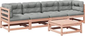 vidaXL Set De Sof&aacute;s Jard&iacute;n 5 Pzas Con Cojines Madera Abeto Douglas Vidaxl