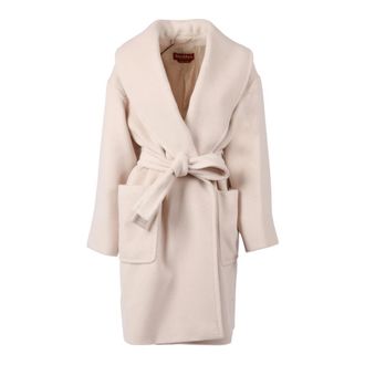 Max Mara Cloruro Coat - female - Max Mara Studio - Belted Coats - White - S - Coats