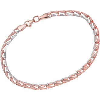 Diamant L'éternel 9ct rosé- en witgouden diamantgeslepen armband met open vierkante schakels met een lengte van 19 cm