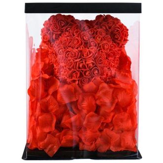 OEM Oso Rosa 40cm Coraz&oacute;n Rojo + Embalaje Y P&eacute;talos