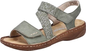 Rieker Sandale RIEKER, Damen, Gr. 36, gr&uuml;n (schilfgr&uuml;n), Bast, Nubuklederimitat, Schuhe Sandale, Sommerschuh, Riemchensandale, Sandalette mit Klettverschl&uuml;ss