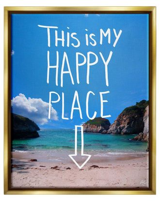Stupell Industries My Happy Place Summer Beach Framed Floater Canvas Wall Art By K. Kaufman