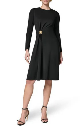 DKNY Side Drape Long Sleeve Dress in Black at Nordstrom, Size 14