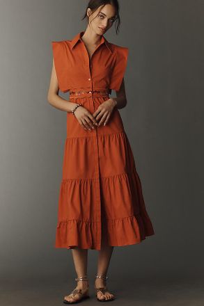 CeliaB Lucero Tiered Sleeveless Cotton Midi Dress