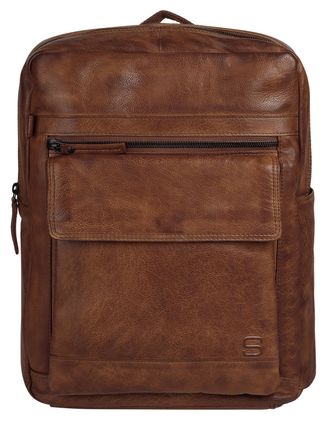 Spikes & Sparrow Laptoprucksack SPIKES & SPARROW, Damen, Gr. B/H/T: 37cm x 27cm x 10cm, onesize, braun (cognac), Leder, Rindsleder, Retro, Rucks&auml;cke Laptoprucksack, ec