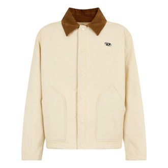 Diesel Jas met contrasterende kraag - Heren - Jassen - Beige - Maat: XL Katoen