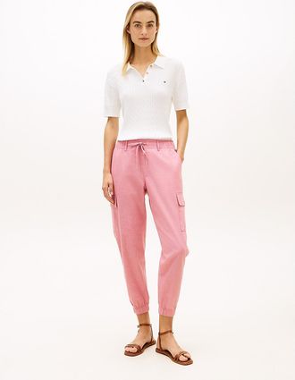 Tommy Hilfiger Womens Belted Cargo Jogger - Red - XXL