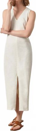 Lilla P V-Neck Seamed Maxi Dress In Ecru
