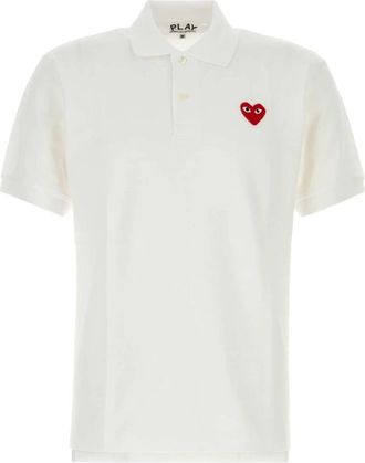 Comme Des Gar&ccedil;ons Heart Piqu&eacute; Polo Shirt - Heren - Polos - Wit - L - Katoen - Tops