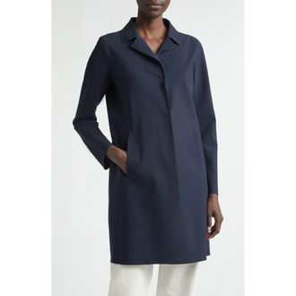 Herno Snap Front Performance Scuba Knit Coat in 9200 Navy at Nordstrom, Size 10 Us