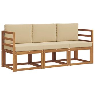 vidaXL Conjunto De Sof&aacute;s De Exterior Con Coj&iacute;n 3 Pcs Natural Y Beige Vidaxl