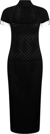 Liu Jo Jurk met franje en diamantpatroon - Zwart