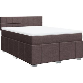 vidaXL Cama Box Spring Con Colch&oacute;n Tela Marr&oacute;n Oscuro 140x200 Cm Vidaxl