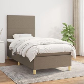 vidaXL Cama Box Spring Con Colch&oacute;n Tela Gris Taupe 90x200 Cm Vidaxl