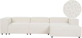 Beliani Beliani - Modern Left Hand 3 Seater Modular Sofa Black Legs Boucle Off-White Ardal