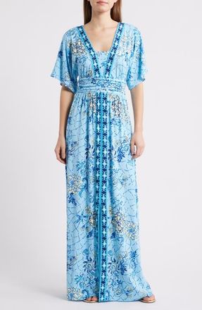 Lilly Pulitzer Lauralai Maxi Dress in Bellevue Blue Breakers Beach at Nordstrom, Size 00