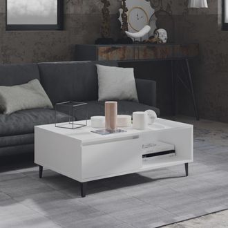 vidaXL Mesa De Centro Madera Contrachapada Blanco 90x60x35 Cm Vidaxl