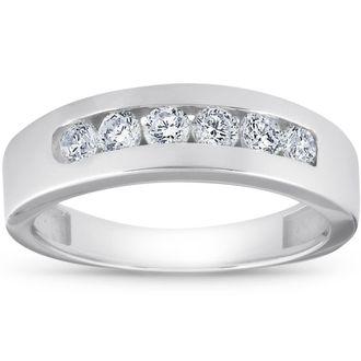 Pompeii3 1ct Channel Set Mens Diamond Wedding Ring 14K White Gold Size Selectable