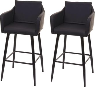Hhg Hhg - Nunca Usado] Juego De 2 Taburetes De Bar 754, Taburete De Bar, Taburete De Mostrador, Reposapi&eacute;s De Metal, Imitaci&oacute;n De Cuero Negro