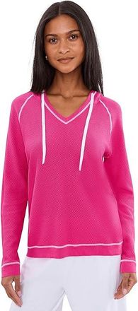 Elliott Lauren Waffle Stitch V-neck Hoodie Womens Clothing Pink : XS, Cotton