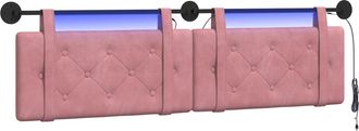 vidaXL Cabecero Colgante Con Luz Led Rosa Terciopelo Vidaxl