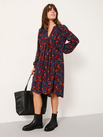 Fat Face FatFace Steph Navy Folk Floral Petite Dress