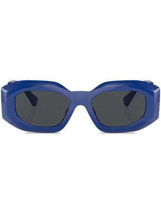 Versace Occhiali da sole geometrici con placca logo - Blu