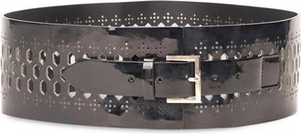 Alberta Ferretti Riem met glanzende afwerking en gesp - Dames - Riemen - Zwart - S - Katoen - Accessoires