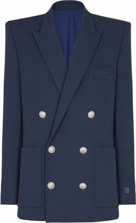 Balmain Grain de poudre blazer - Heren - Blazers - Blauw - XS - Wol - Jassen