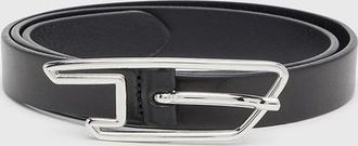 Diesel 2cm belt in pull-up leather with D buckle - Belts - Woman - Black