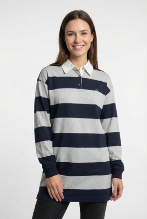 Calvin Klein Jeans Polokleid CALVIN KLEIN JEANS VARSITY STRIPE MINI POLO, Damen, Gr. XXL (46), N-Gr, baritone blau stripe, Web, Obermaterial: 100% Baumwolle, gestreift, 