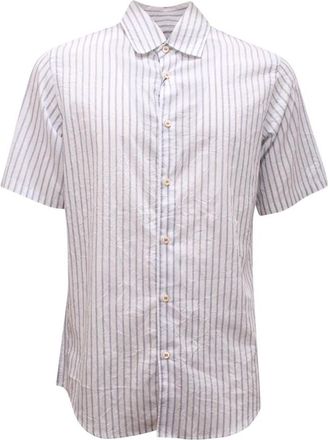Dsquared2 Gekreukt Effect Shirt Gemaakt in Itali&euml; - Heren - Korte mouwen Overhemden - Wit - M - Overhemden
