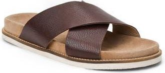 Bruno Magli Edgar Crisscross Leather Slide Sandal in Dark Brown Pebbled at Nordstrom Rack, Size 11.5