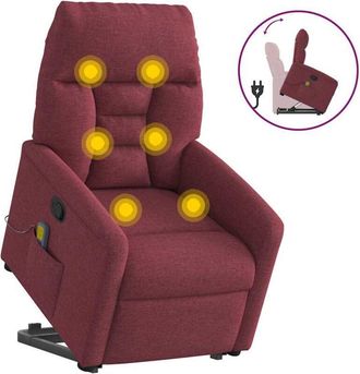 vidaXL Vidaxl - Sill&oacute;n Reclinable De Masaje Elevable Tela Rojo Tinto