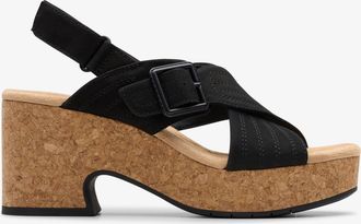 Clarks Nerisa West Zwarte Nubuck Sandalen