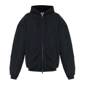 VETEMENTS Zip-throughs, male, Black, Size: XS Embroidered Cross Padded Zip-Up Hoodie
