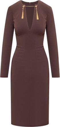 Elisabetta Franchi Red V Neck Midi Dress
