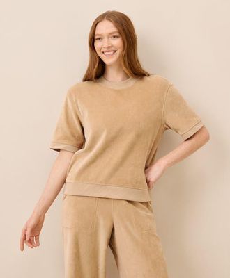 Pact Organic Cotton Pure Velour Sweatshirt Tee in Sesame at Nordstrom, Size Medium
