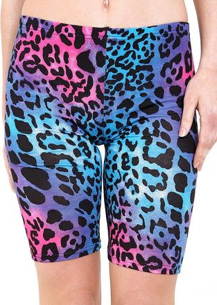 Crazy Girls GOSTYLES Womens Cycling Over-Knee Shorts, Ladies Super Stretch Activewear Walking, Running, Gym, Yoga & Sports Biker Shorts (Multi Leopard, 12-14)