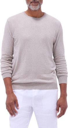 Bugatchi Cotton & Cashmere Crewneck Sweater in Stone at Nordstrom, Size Xx-Large