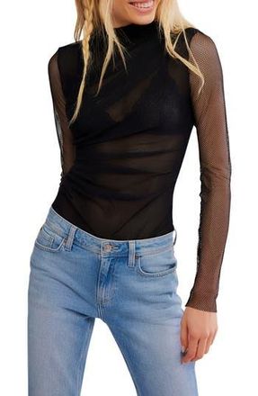 Free People On My Way Mesh Bodysuit in Black at Nordstrom Rack, Size X-Small